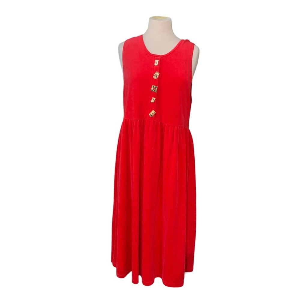 Vintage 90’s red terrycloth Christmas sleeveless maxi dress size M